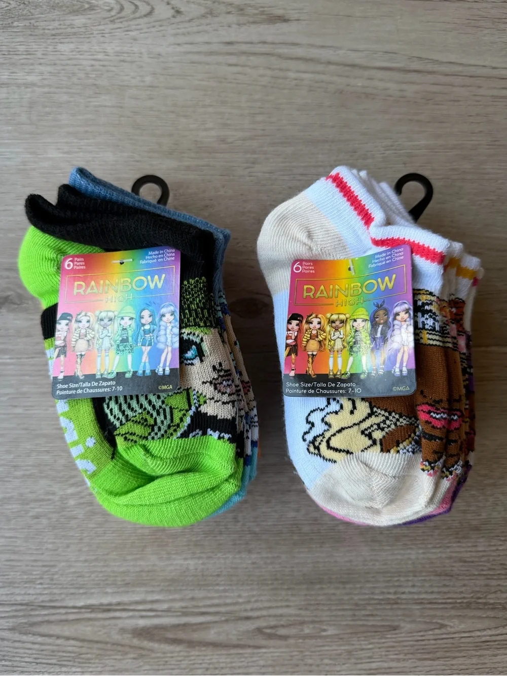Rainbow High Girls 6-Pair Ankle Socks Bundle 12 Pairs Total NWT Shoe Size 7-10
